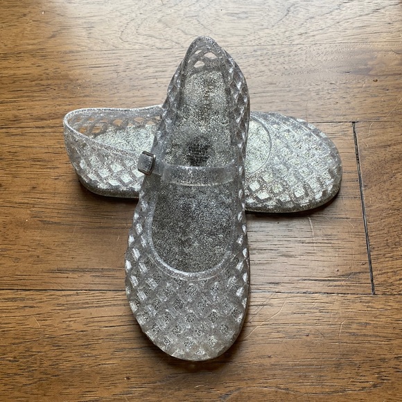 Old Navy Shoes Silver Old Navy Basket Weave Jelly Mary Janes Size 1